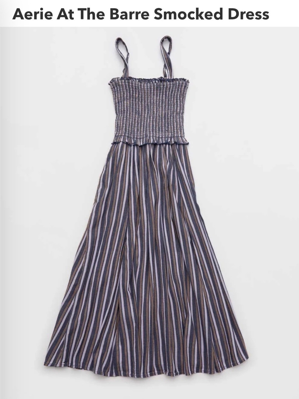 NWT aerie Smocked Maxi Dress in Navy and White Stripes